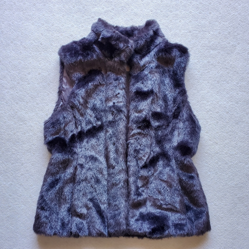 Banana Republic Plush Faux Fur Vest in Rich Purple